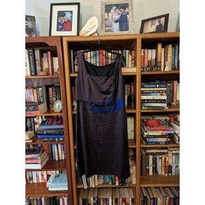 Nitya silk beaded eggplant and blue beaded waist cocktail dress sz 44